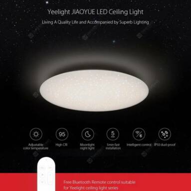€77 with coupon for Yeelight JIAOYUE YLXD17YL 480 LED 32W Ceiling Light ( Xiaomi Ecosystem Product ) – White Starry Lampshade EU WAREHOUSE from GEARBEST
