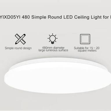 $59 with coupon for Yeelight YILAI YlXD05Yl 480 Simple Round LED Smart Ceiling Light for Home from GearBest