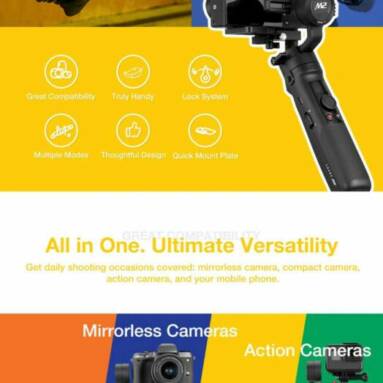€158 with coupon for ZHIYUN Original Crane M2 Gimbals for Smartphones Mirrorless Action Compact Camera Handlebar Stabilizer from GEARBEST