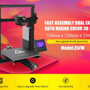$195 with coupon for ZONESTAR Z5FM Dual Extruder Auto Mix-Color Quickly Assemble 3D Printer – JET BLACK US PLUG from GearBest