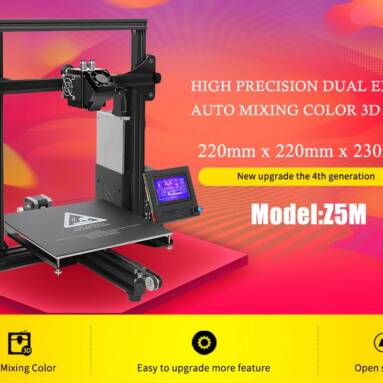 $179 with coupon for ZONESTAR Z5M Mix-Color 2-In-1-Out 3D Printer Diy Kit 220 x 220 x 230mm – BLACK US PLUG from GearBest