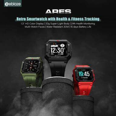€8 with coupon for Zeblaze Ares Retro Design 13 Sports Modes Wristband 7x24h Heart Rate Blood Pressure Monitor Custom Dials Weather Push Music Control Smart Watch from BANGGOOD