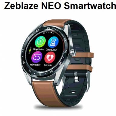 $29 with coupon for Zeblaze NEO 1.3inch Full-round Touch Screen Blood Pressure Heart Rate Monitor Female Physiological Check Countdown Stopwatch Silicone+Leather Band Smart Watch from BANGGOOD