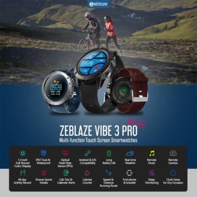 $34 with coupon for Zeblaze VIBE 3 Pro Bluetooth Smartwatch IP67 waterproof from GEARVITA