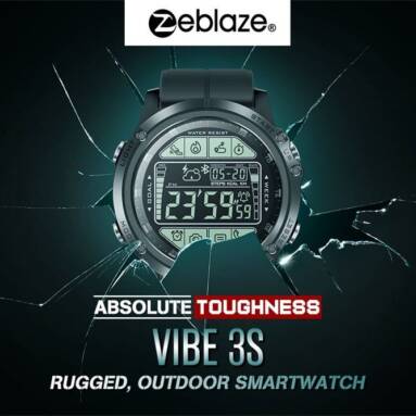 $18 with coupon for Zeblaze VIBE 3S Absolute Toughness Real-time Weather Display Goals Setting Message Reminder 1.24inch FSTN Full View Display Outdoor Sport Smart Watch from BANGGOOD