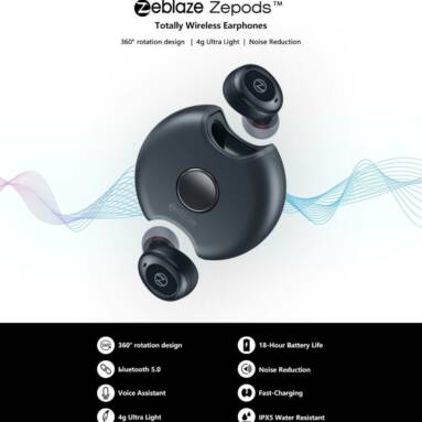 €26 with coupon for Zeblaze Zepods™ Totally Wireless Earphone bluetooth 5.0 Deep Bass Stereo 360 Degree Rotation Type-C Charging Noise Cancelling Mic Headphone from BANGGOOD