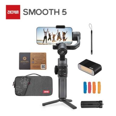 €177 with coupon for Zhiyun Smooth 5 3-Axis Smartphone Handheld Gimbal Stabilizer with Tripod – Combo Version from GEEKBUYING