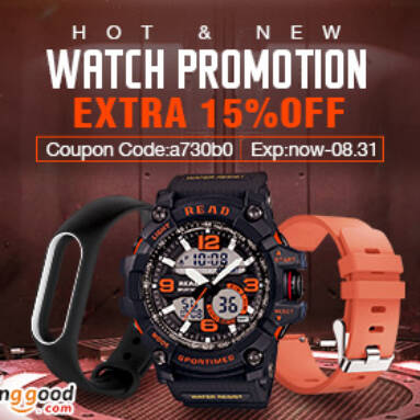 15% OFF Hot & New Watch Promotion from BANGGOOD TECHNOLOGY CO., LIMITED