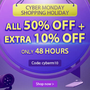 Cyber Monday Shopping Holiday, All 50% OFF+Extra 10% OFF Coupon from Newfrog.com