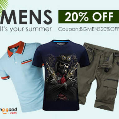 20% OFF for Men’s T-shirt & Shorts from BANGGOOD TECHNOLOGY CO., LIMITED