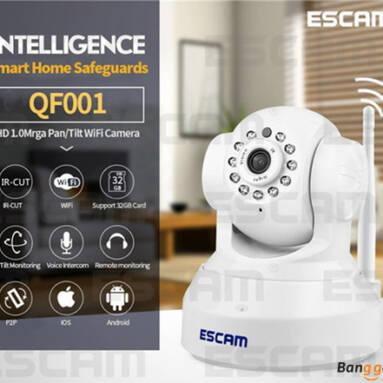 Amazing price! 20% OFF for ESCAM QF001 720P IR Night Vision IR-Cut from BANGGOOD TECHNOLOGY CO., LIMITED
