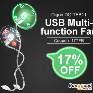 17% OFF Digoo DG-TFB11 Mini Multifunctional Fan & Real Time LED Clock from BANGGOOD TECHNOLOGY CO., LIMITED