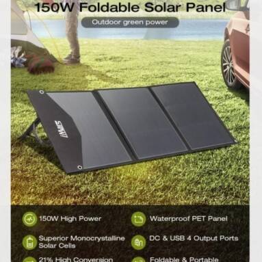 €104 with coupon for iMars SP-B150 150W 19V Solar Panel Outdoor Waterproof Superior Monocrystalline Solar Power Cell Battery Charger for Car Camping Phone from EU CZ warehouse BANGGOOD