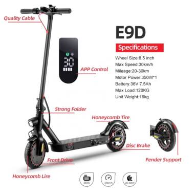 €249 with coupon for iScooter i9pro 350W Motor 8.5inch 30kmh APP Two Wheel Foldable Adult Electric Scooter from EU warehouse BANGGOOD