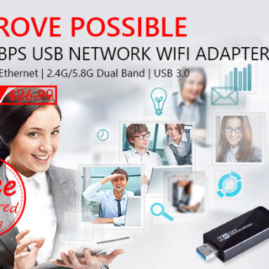W50L 1200Mbps Dual Band Wirelss USB 3.0 Wi-Fi Adapter $16.99 Free Shipping from Zapals