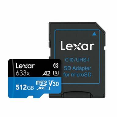 $92/ €79.83 for Lexar 633x 512GB Micro SD Card Class10 UHS-I U3 from Zapals