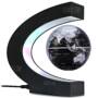 C Shape Magnetic Levitation Floating Globe World Map with LED Light Decoration for Home Office  -  BLACK