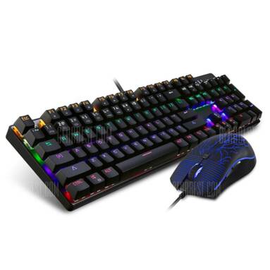 $38 flashsale for Motospeed CK666 Optical Mechanical Keyboard Mouse Combo  –  BLACK from GearBest