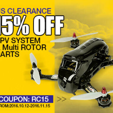 15% OFF Clearance for RC Toys & Hobbies from BANGGOOD TECHNOLOGY CO., LIMITED