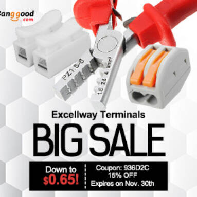 Up to 75% OFF for Excellway Terminals with Extra 15% OFF Coupon: 936D2C from BANGGOOD TECHNOLOGY CO., LIMITED