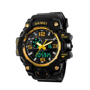 Only $6.99 (€6) Shipped for SKMEI 1155 Men 50m Waterproof Dual Display Digital Quartz Sports Watch from Zapals