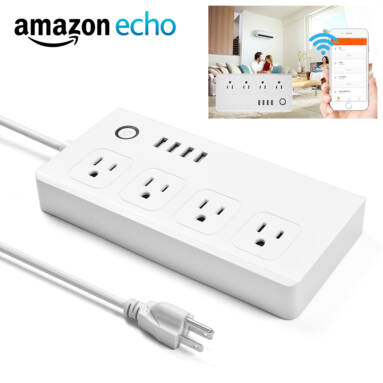 Only $24.99 with Free Shipping WiFi Smart Power Strip 4 AC Outlet 4 USB Port Work with Amazon Alexa Echo from Zapals