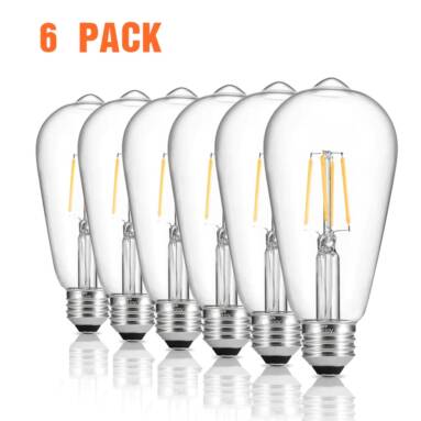 $12 with coupon for zanflare LED ST64 Filament Lamp Set of 6 – TRANSPARENT from GearBest